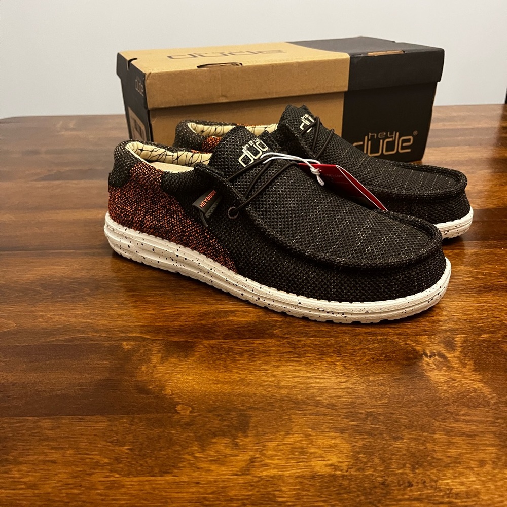 Hey dude Wally. Java Brown/ Orange. Mens 10. NWT.